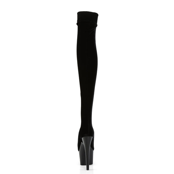 ADORE-3002 Plateau Overknee Stiefel Schwarz Samt von Pleaser – Ansicht 4