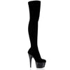 ADORE-3002 Plateau Overknee Stiefel Schwarz Samt von Pleaser