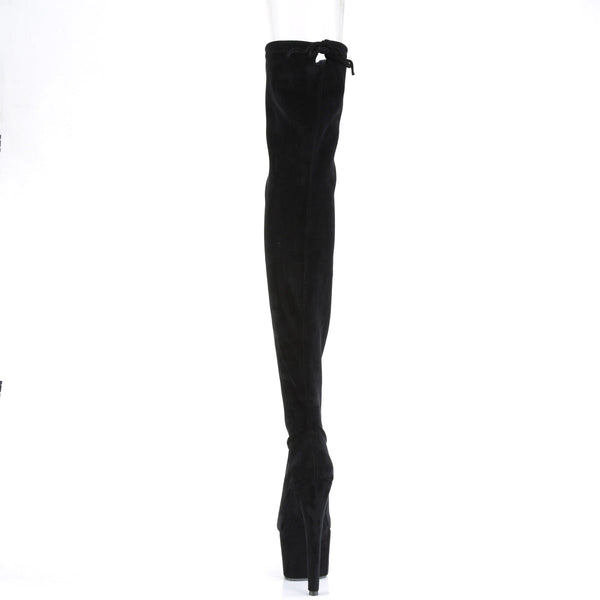 ADORE-3008 Plateau Overknee Stiefel Schwarz Samt von Pleaser – Ansicht 4