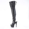 ADORE-3017 - Plateau Overknee Stiefel Peeptoe mit offener Verse - Schwarz Matt von Pleaser – Ansicht 3