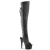 ADORE-3019 Plateau Overknee Stiefel Schwarz Matt von Pleaser