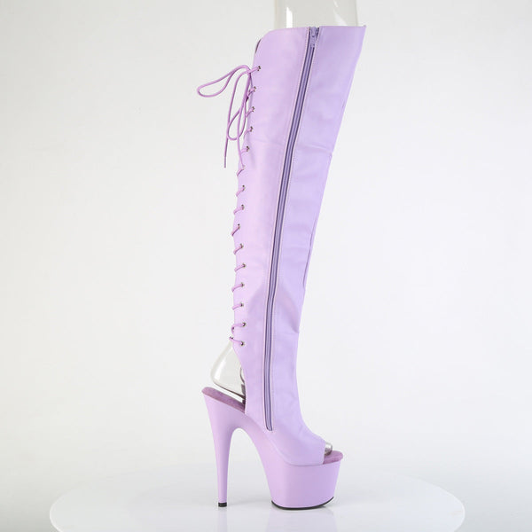 ADORE-3019 Plateau Peeptoe Overknee Stiefel Violett Matt von Pleaser – Ansicht 5