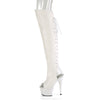 ADORE-3019 - Plateau Overknee Stiefel Peeptoe mit offener Verse - Weiß von Pleaser – Ansicht 3
