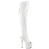 ADORE-3019 - Plateau Overknee Stiefel Peeptoe mit offener Verse - Weiß von Pleaser
