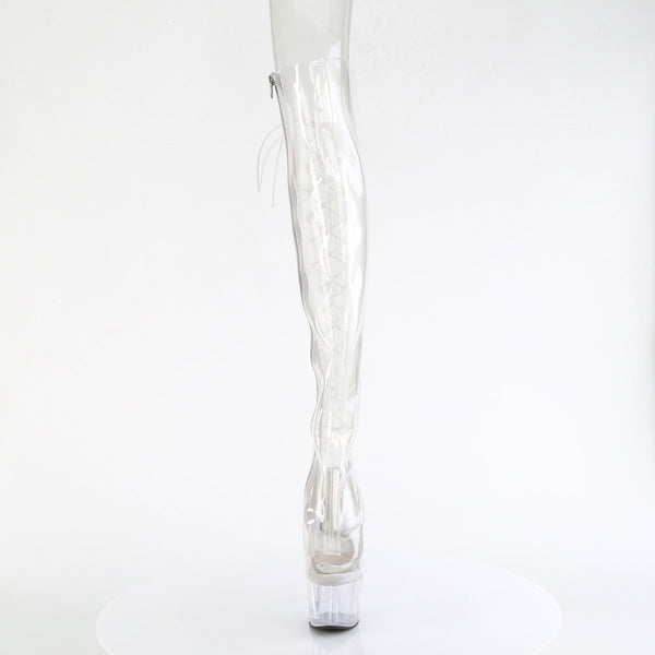 ADORE-3019C - Plateau Overknee Stiefel Peeptoe - Transparent von Pleaser – Ansicht 2