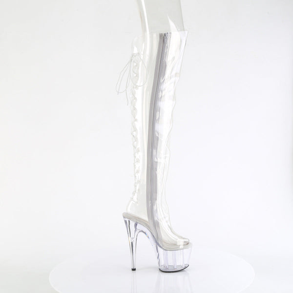 ADORE-3019C - Plateau Overknee Stiefel Peeptoe - Transparent von Pleaser – Ansicht 5