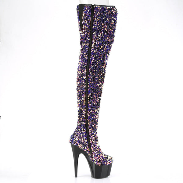 ADORE-3020 Plateau Overknee Stiefel - Silber von Pleaser – Ansicht 5