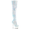 ADORE-3020 Plateau Overknee Stiefel Weiß Blau von Pleaser