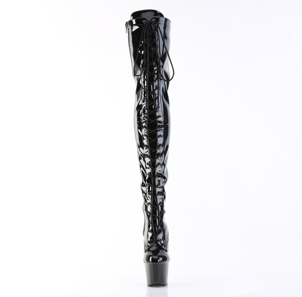 ADORE-3023 Plateau Overknee Stiefel - Schwarz von Pleaser – Ansicht 2