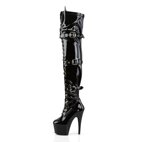 ADORE-3028 Plateau Overknee Stiefel Schwarz Lack von Pleaser – Ansicht 3