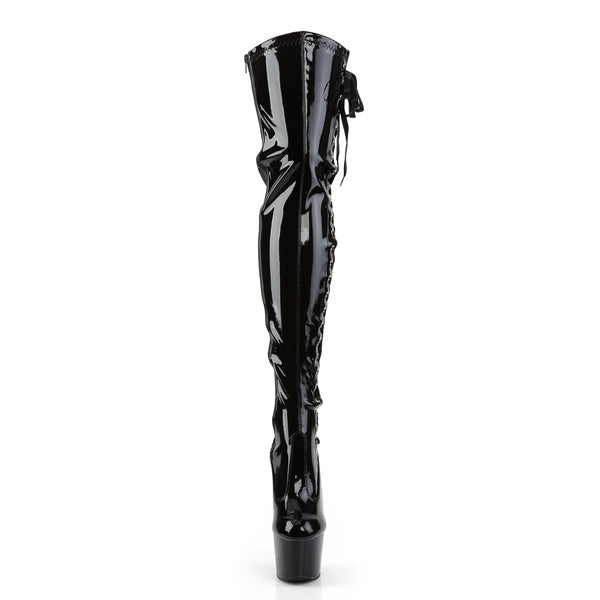 ADORE-3050 Plateau Overknee Stiefel Schwarz Lack von Pleaser – Ansicht 2