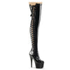 ADORE-3050 Plateau Overknee Stiefel Schwarz Lack von Pleaser