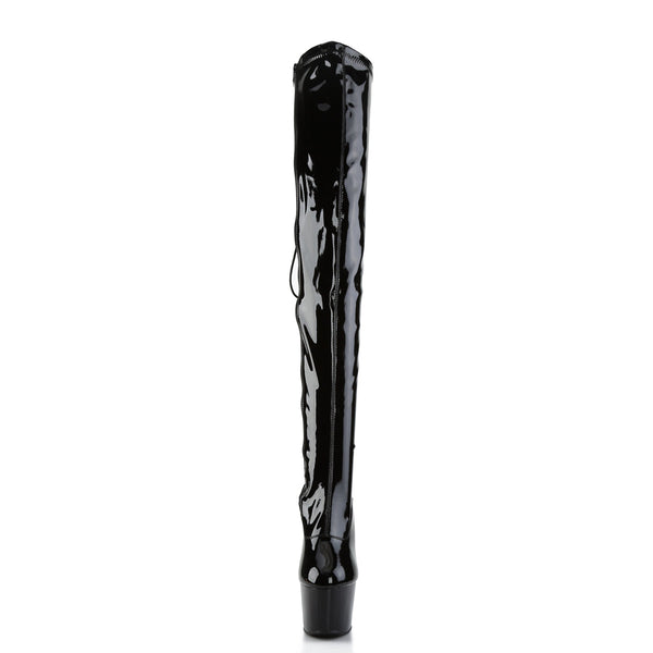 ADORE-3063 Plateau Overknee Stiefel - Schwarz von Pleaser – Ansicht 2