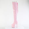 ADORE-3063 - Plateau Overknee Stiefel - Rosa Lack von Pleaser – Ansicht 3