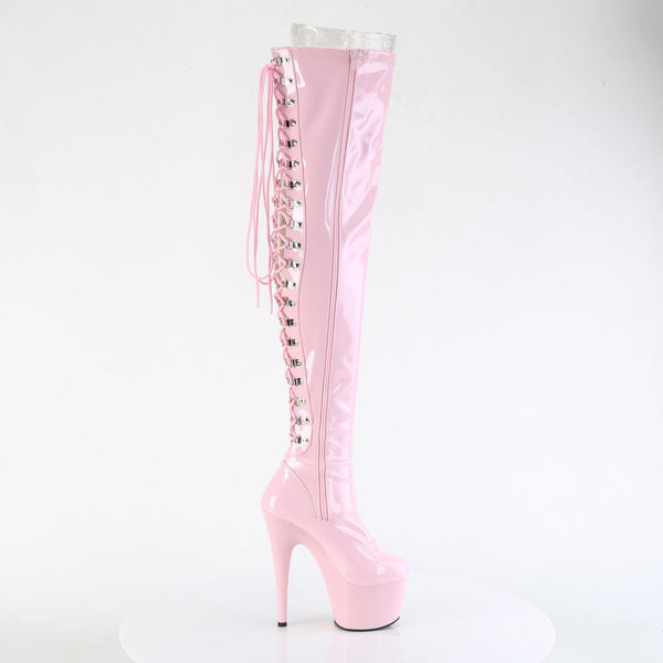 ADORE-3063 - Plateau Overknee Stiefel - Rosa Lack von Pleaser – Ansicht 5