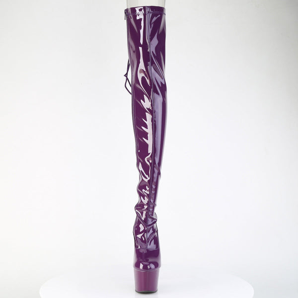 ADORE-3063 Plateau Overknee Stiefel Dunkel Violett Lack von Pleaser – Ansicht 2