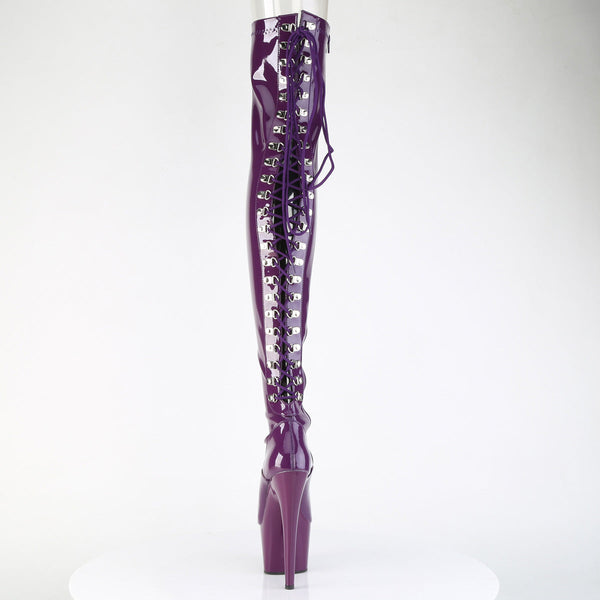 ADORE-3063 Plateau Overknee Stiefel Dunkel Violett Lack von Pleaser – Ansicht 4