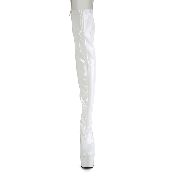 ADORE-3063 - Plateau Overknee Stiefel - Weiß Lack von Pleaser – Ansicht 2