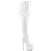 ADORE-3063 - Plateau Overknee Stiefel - Weiß Lack von Pleaser