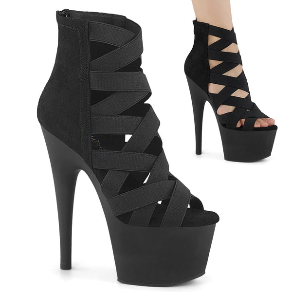 ADORE-700-24 Plateau Sandaletten Schwarz Stretch von Pleaser