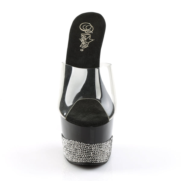 ADORE-701-3 Plateau Pantoletten Transparent/Schwarz Strass von Pleaser – Ansicht 2