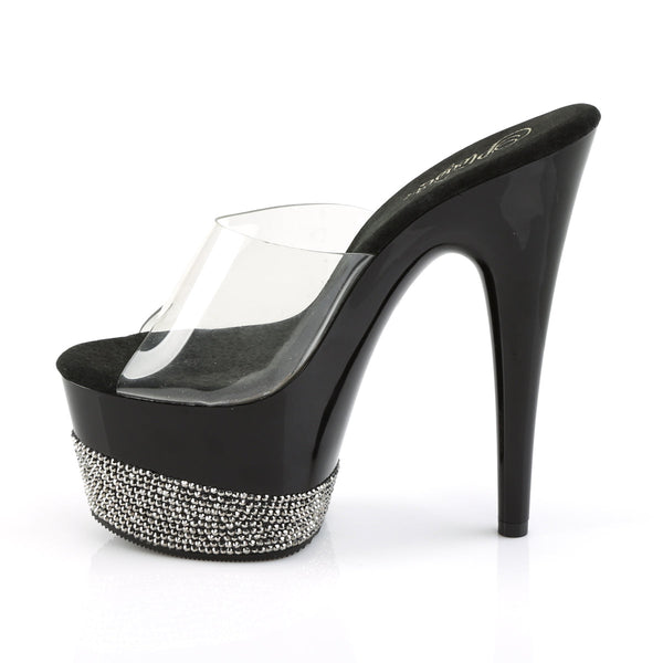 ADORE-701-3 Plateau Pantoletten Transparent/Schwarz Strass von Pleaser – Ansicht 3