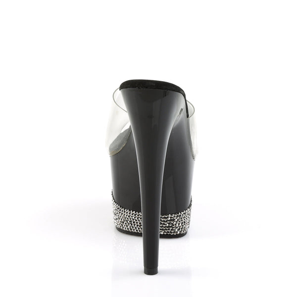 ADORE-701-3 Plateau Pantoletten Transparent/Schwarz Strass von Pleaser – Ansicht 4