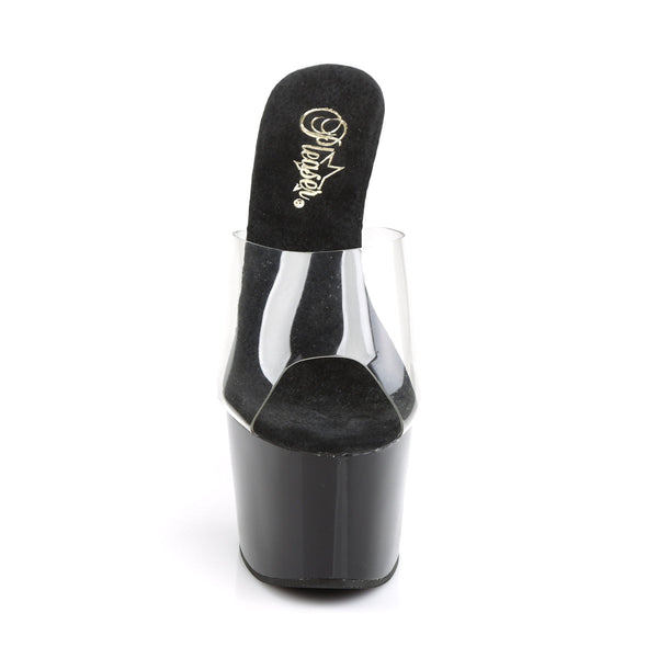 ADORE-701 Plateau Pantoletten Transparent/Schwarz von Pleaser – Ansicht 2