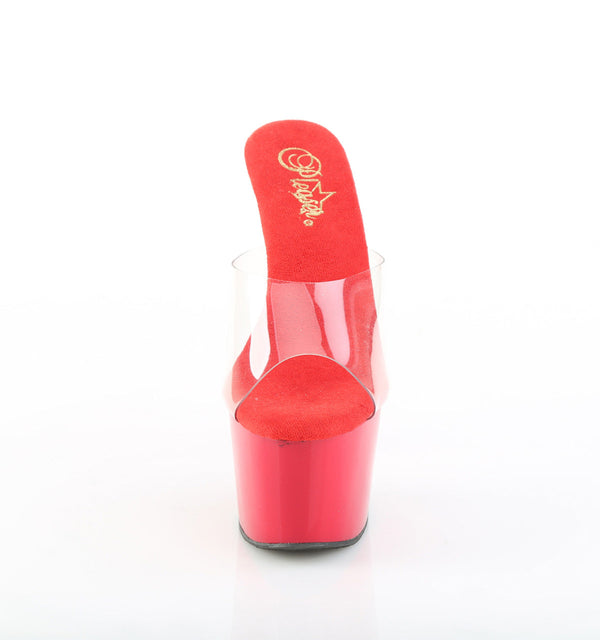 ADORE-701 Plateau Pantoletten Rot Lack von Pleaser – Ansicht 2