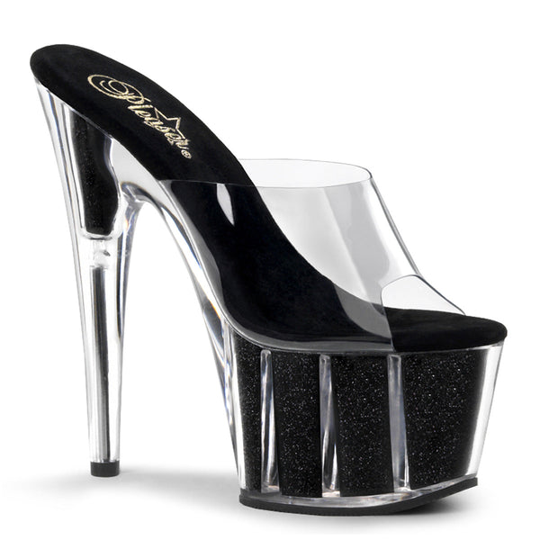 ADORE-701G Plateau Pantoletten Schwarz von Pleaser