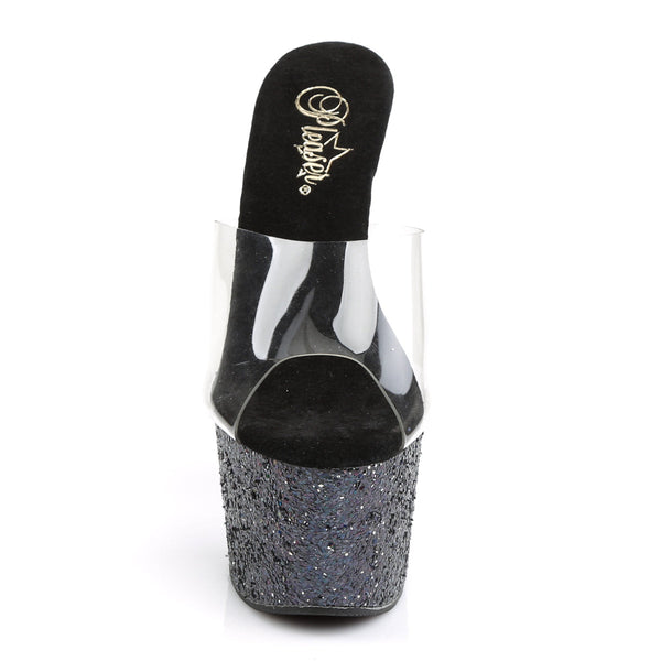 ADORE-701LG Plateau Pantoletten - Schwarz Glitzer von Pleaser – Ansicht 2