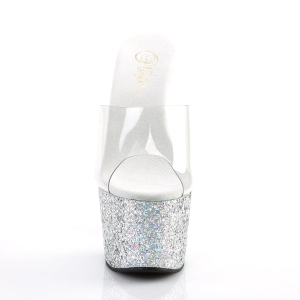 ADORE-701LG Plateau Pantoletten Silber von Pleaser – Ansicht 2