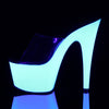 ADORE-701UV Plateau Pantoletten - Neon Weiß UV von Pleaser – Ansicht 3