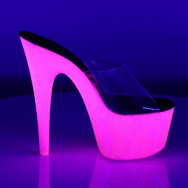 ADORE-701UVG Plateau Pantoletten Neon Pink UV von Pleaser – Ansicht 5