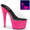ADORE-701UVG Plateau Pantoletten Neon Pink UV von Pleaser