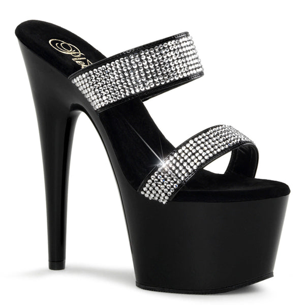 ADORE-702-2 Plateau Pantoletten von Lack Schwarz | Pleaser