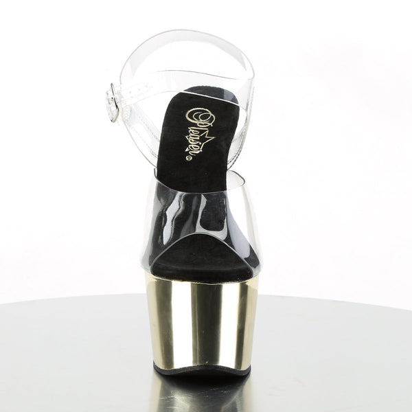 ADORE-708 Plateau Sandaletten Transparent/Gold von Pleaser – Ansicht 2