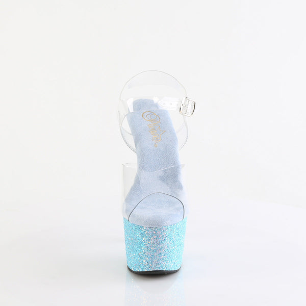 ADORE-708LG Plateau Sandaletten Baby Blau Glitzer von Pleaser – Ansicht 2