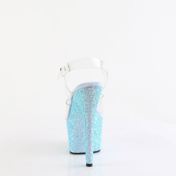 ADORE-708LG Plateau Sandaletten Baby Blau Glitzer von Pleaser – Ansicht 4