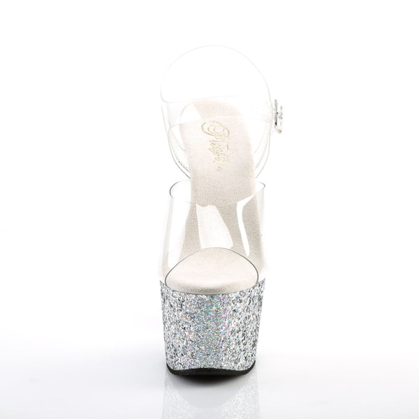 ADORE-708LG Plateau Sandaletten Silber von Pleaser – Ansicht 2