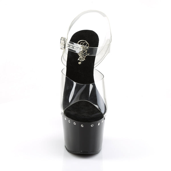 ADORE-708LS Plateau Sandaletten Transparent/Schwarz von Pleaser – Ansicht 2