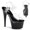 ADORE-708LS Plateau Sandaletten Transparent/Schwarz von Pleaser