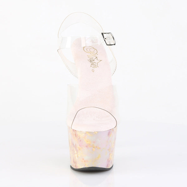 ADORE-708MB Plateau Sandaletten - Transparent/Gold von Pleaser – Ansicht 2
