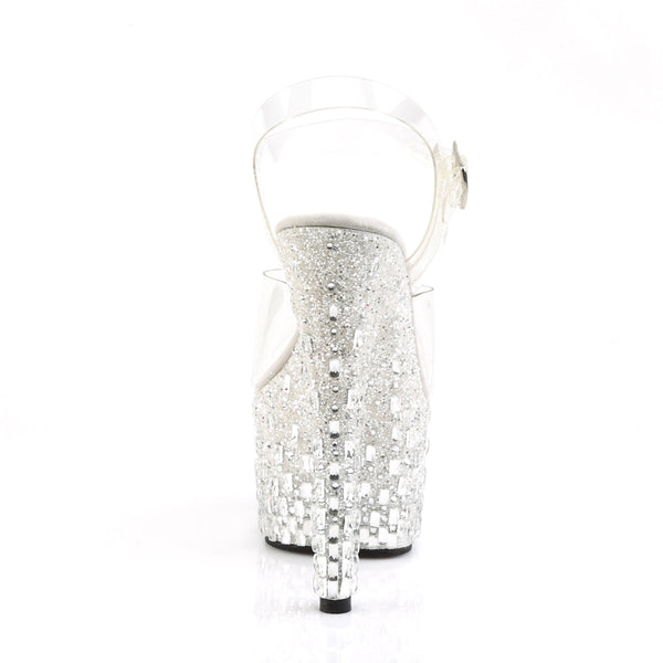ADORE-708MR-5 Plateau Sandaletten transparent-silber von Pleaser – Ansicht 4
