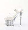 ADORE-708PREM-RSI Plateau Sandaletten Silber Glitzer TPU von Pleaser – Ansicht 3