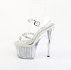ADORE-708PREM-STNG Sandalette Plateauschuhe Transparent Glitzer von Pleaser – Ansicht 3