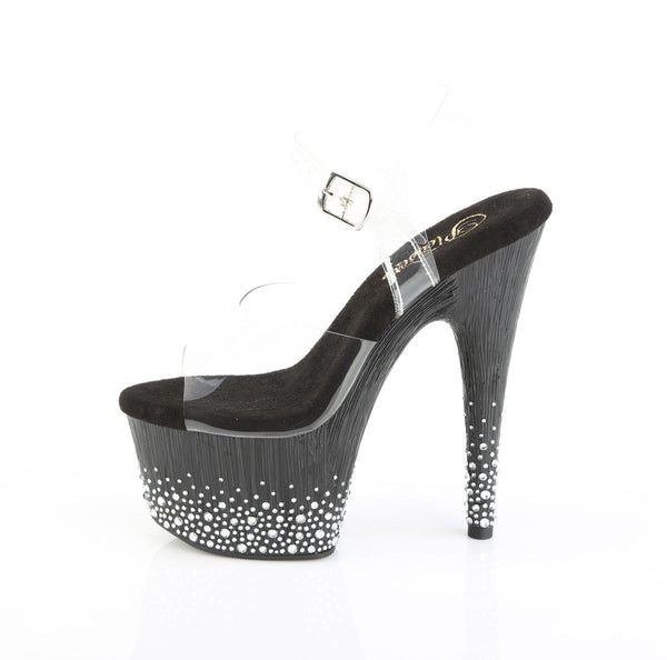 ADORE-708SPKL-01 Sandalette Plateauschuhe Schwarz Glitzer von Pleaser – Ansicht 3