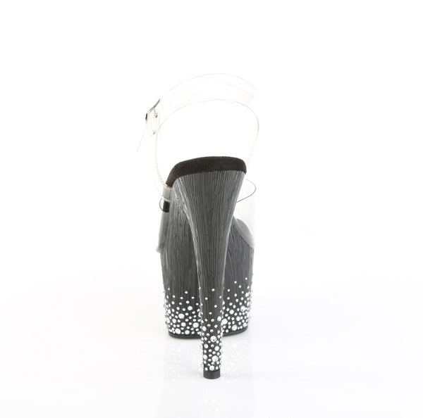 ADORE-708SPKL-01 Sandalette Plateauschuhe Schwarz Glitzer von Pleaser – Ansicht 4