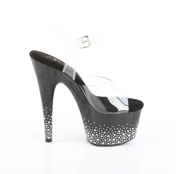 ADORE-708SPKL-01 Sandalette Plateauschuhe Schwarz Glitzer von Pleaser – Ansicht 5