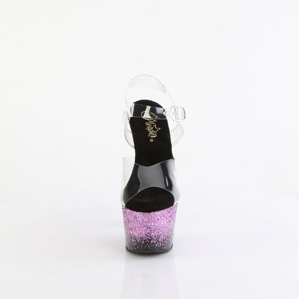 ADORE-708SS Plateau Sandaletten Schwarz/PinkGlitzer von Pleaser – Ansicht 2